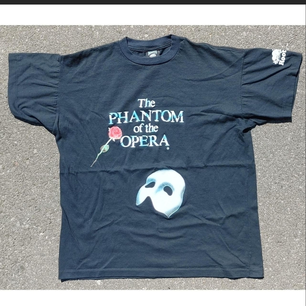 Vtg 90s Roots Phantom of the Opera T-Shirt Made in Canada Graphic Tee Black XL
